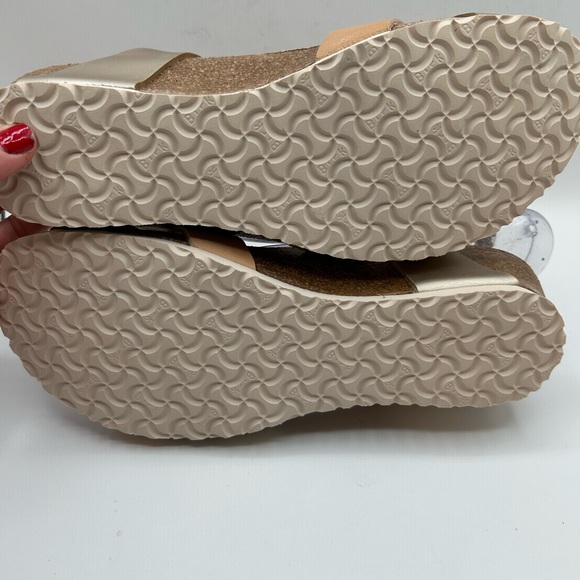 NEW Papillio by Birkenstock LOLA Leather Frosted Metallic Tan Gold  Sandal 39 - Picture 13 of 14